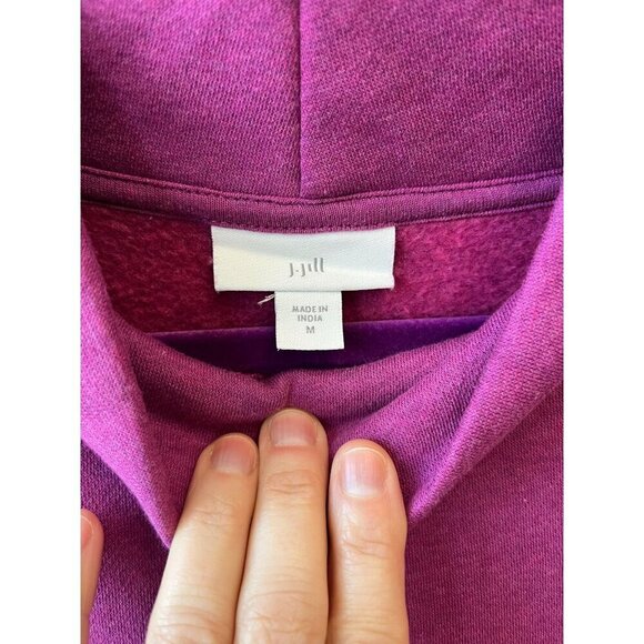 J. Jill Fuchsia Pink Seamed Mock Neck Pullover Organic Cotton Blend Medium - Picture 6 of 9